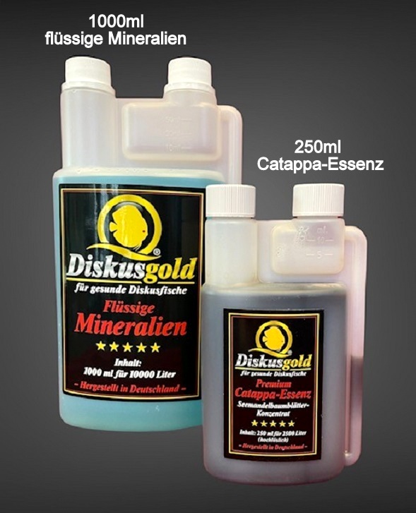 Sparpaket Diskusgold flüssige Mineralien 1000ml + Catappa Essenz 250ml